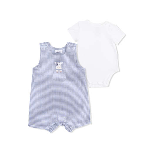 Jon Jon & Short Sleeve Bodysuit Set, Cute Farm Animals Appliqué