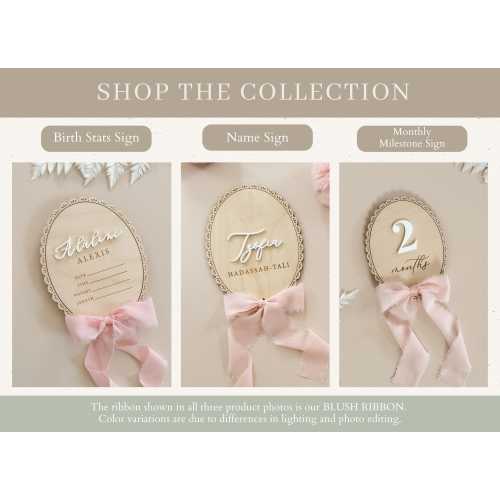 Ribbon Bow Name Sign | Personalized Hospital Birth Announcement | Baby Gift | Baby Photo Prop | Vintage Lace Trim Coquette