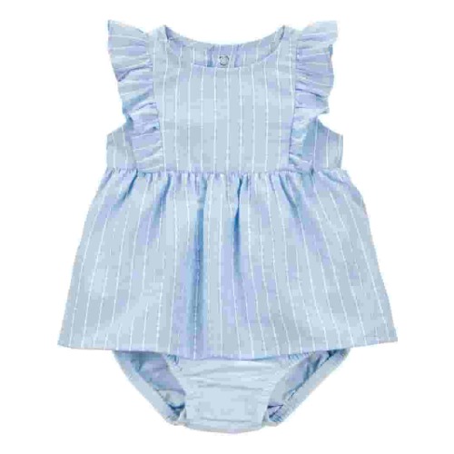 Carter's Child of Mine Baby Girl Seersucker Romper, Newborn-12 Months, Blue Striped