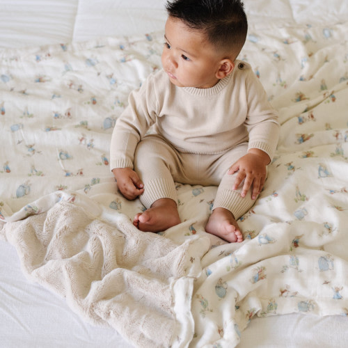 Saranoni Peter Rabbit Bamboo Rayon Muslin/Lush Blanket - Blue