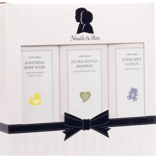 Noodle & Boo Starter Set, Newborn Baby Gift; Super Soft Baby Lotion and Newborn 2-in-1 Hair & Body Wash, 8 Oz of each, Navy/Pink