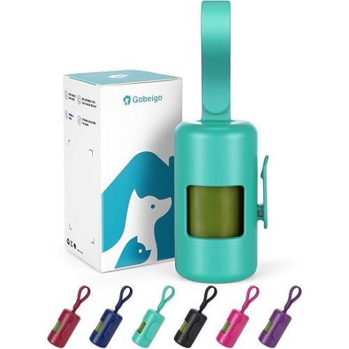 Gobeigo Dog Poop Bag Holder with Convenient Hook for Waste Bags(Turquoise)