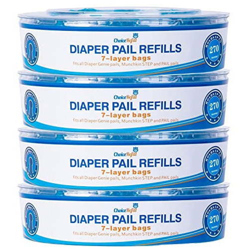ChoiceRefill Compatible with Diaper Genie Pails, 4-Pack, 1080 Count