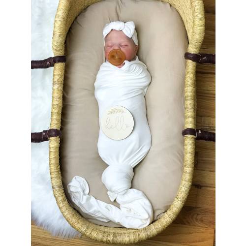 Bamboo Stretchy Swaddling Blanket White New Baby Gift Newborn Swaddle Take Home Baby Coming Home Blanket Gender Neutral Newborn Swaddle