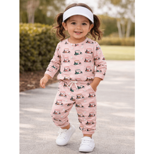 Golf Cart Pink / Organic Long Sleeve Tee & Pant Set