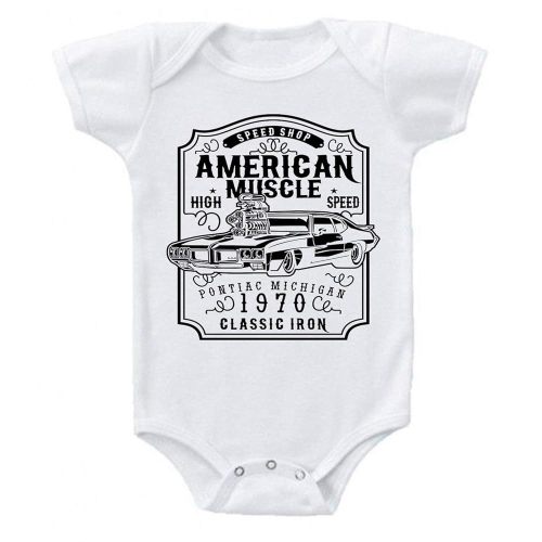 American Muscle Pontiac GTO Racing Classic Car Cute Baby One Piece Cotton Suit Romper Black