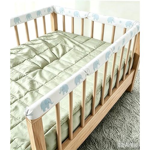 Tollder Comfort for Teething Stage, Edge Protector Strip Edge Wrap Cover Sets,Corner Bed Rail for Furniture (3Pc-White Elepant)