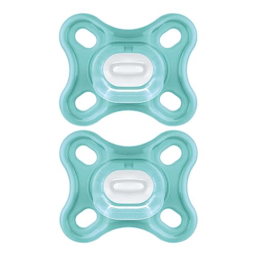 MAM Comfort Baby Pacifiers, Lightweight One-Piece Full Silicone Binky for Newborns 0-3 Months, BPA-Free Nipple, Easy to Clean Pacifier, Best for Breastfed Babies, with Sterilizer Case, 2 Count Binkies