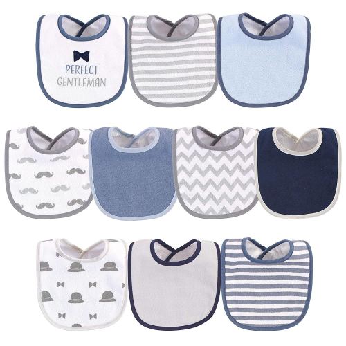 Hudson Baby Unisex Baby Cotton and Polyester Bibs, Perfect Gentleman, One Size