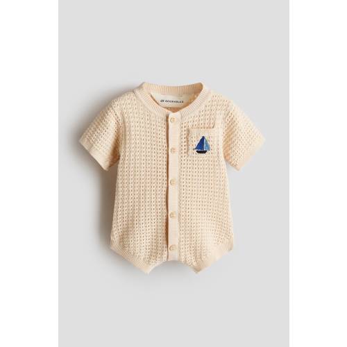EMBROIDERED-DETAIL COTTON ROMPER SUIT