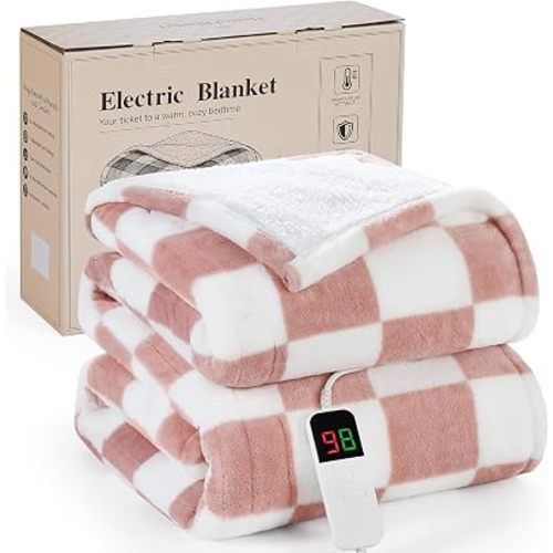 Pink Heated Blanket Electric Throw 50"X60", Heating Blanket Throw