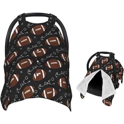 Vintage Brown American Football Baby Car Seat Canopy Nursing Cover for Newborn Car Seat Breastfeeding Covers Blanket Newborn Shower Gift