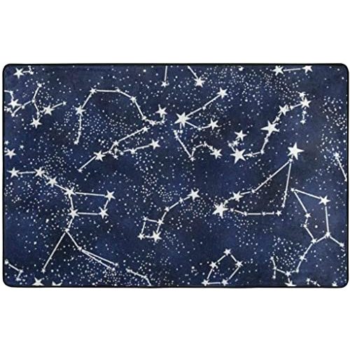 Galaxy Starry Night Stars Glow in The Dark Midnight Area Rug, Bedroom Living Room Kitchen Rug, Doormat Floor Mat Standing Mat, Play Rug Carpet Bathroom Rug Mat, Throw Rugs Carpet Yoga Mat