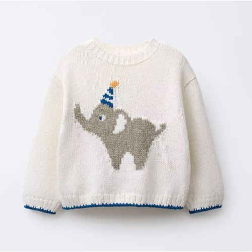 EMBROIDERED ELEPHANT KNIT SWEATER - Ecru | ZARA United States