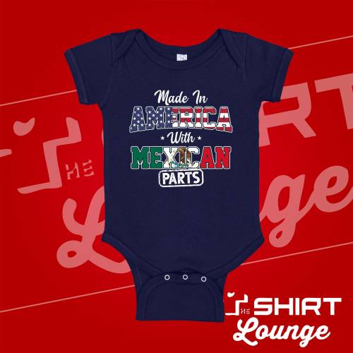 Mexican American Baby Bodysuit One Piece Children's T-Shirt | Made In America With Mexican Parts | Half Mexican | Mexico Baby Clothes Gift