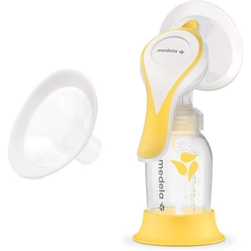 Medela PersonalFit Flex Breast Shields, 2 Pack of Small 21mm Breast Pump Flanges, Made Without BPA & Manual Breast Pump with Flex Shields Harmony Single Hand for More Comfort and Expressing More Milk