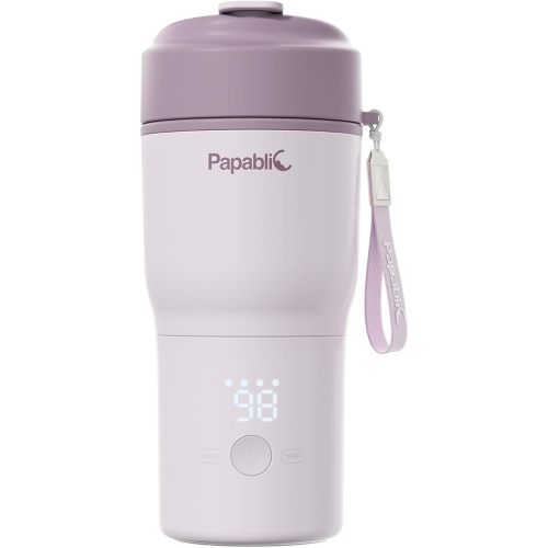 Papablic Portable Bottle Warmer – Fast Heating Baby Bottle Warmer on The Go, Wide Mouth & Smart Temperature Control, Car & Outdoor Feeding, Spodumene Purple