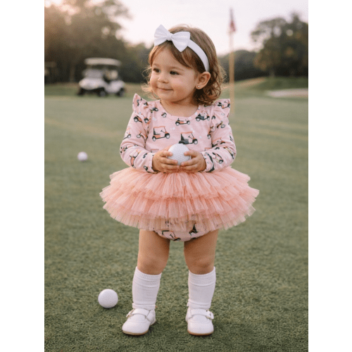 Golf Cart Pink / Organic Long Sleeve Tutu Bodysuit