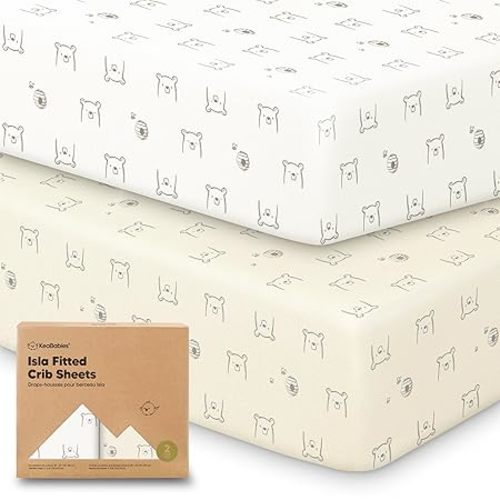 KeaBabies 2-Pack Baby Crib Sheets for Boys, Girls - 52x28 Viscose Derived from Bamboo Toddler Bed Sheets Neutral, Fitted Crib Mattress Cover for Standard Baby Bedding, Soft & Cozy (Bumble Bear)