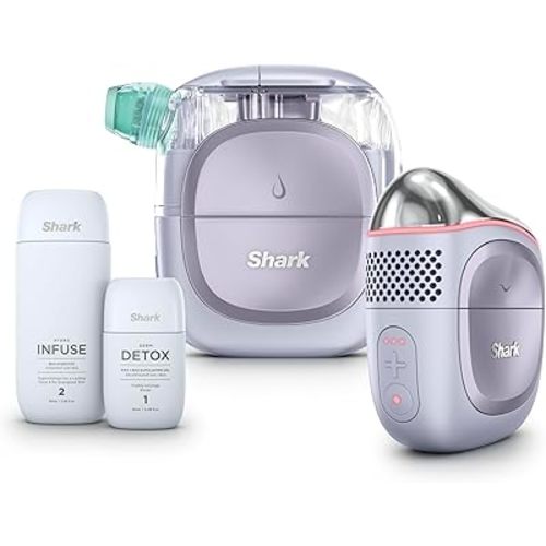 Shark FacialPro Glow at-Home Hydro-Powered Facial System with DePuffi Hot & Cold Therapy – Professional Spa Skincare Device for Pore Cleansing, Hydration, & Radiant Glow, Blue, FH320