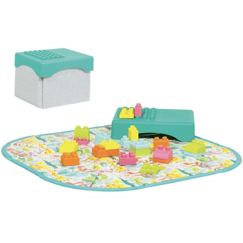 Infantino Super Soft 1st Building Blocks Activity Station - 22-Piece Set with Storage Box and Mat