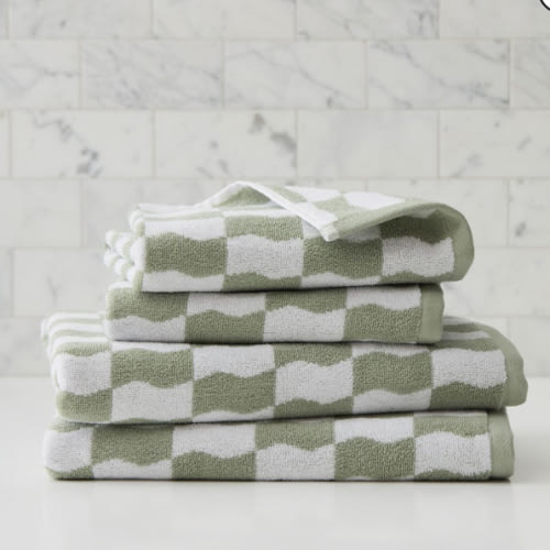 Wavy Blocks Towels | West Elm