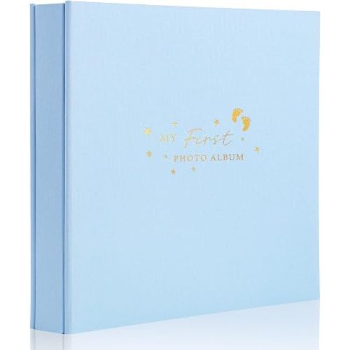 Holoary Baby Photo Album 4x6 500 Photos, 500 Pockets 4x6 Picture Album, Linen Fabric Cover Picture Book for Photos, Baby Photo Albums Hot Stamping Cover(Blue)