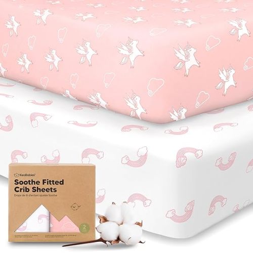 KeaBabies 2-pk Organic Cotton Crib Sheets for Boys Girls 52x28 (Dreamland) | Fitted Crib Mattress Sheet Neutral, Breathable Cover for Baby Bed Set, Toddler Mattress, Soft & Cute Prints