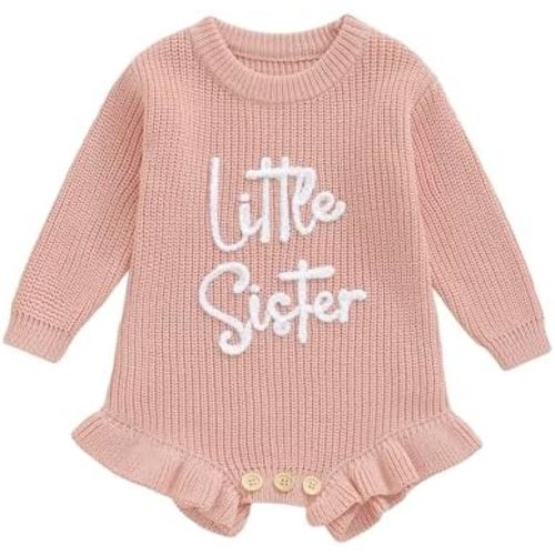 Baby Girl Fall Winter Clothes Newborn She's Here Bow Embroidery Knit Sweater Romper Warm Casual Bodysuit