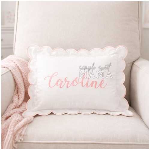 Personalized Scallop Nursery Pillow | Embroidered Name Pillow for Baby Girl | Pink Baby Shower Gift