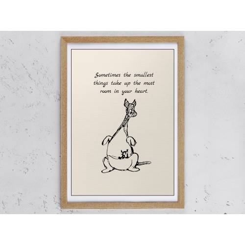 Sometimes the smallest things take up the most... Kanga and Roo Winnie the Pooh Quote Print Vintage Classic  Poster Nursery 1050