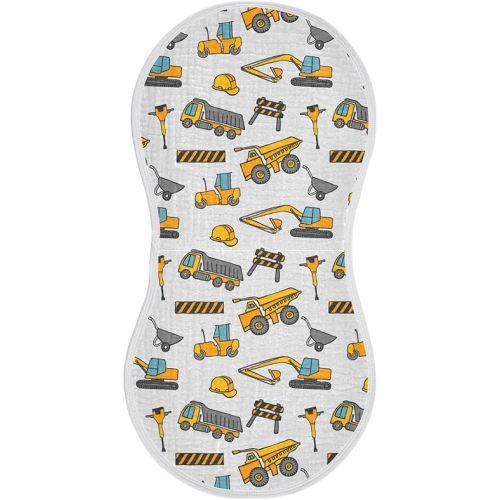 vvfelixl Baby Burp Cloths Construction Truck Pattern Baby Newborn Cotton Burping Cloths Set Baby Washcloths 4 Pack