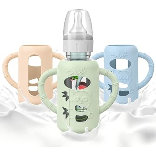 for Dr. Brown's Glass Bottles 4 oz, 3-Pack Silicone Sleeves with Handles