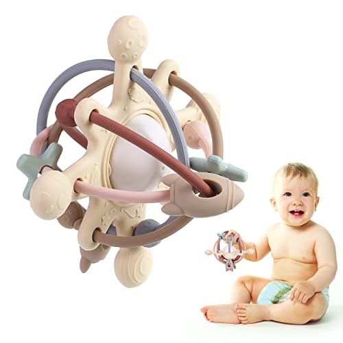 Baby Teething Toys, DDMY Manhattan Rattle Toys 0-6 Months Infants, Chew for Sucking Needs, Silicone Sensory Pacifiers Baby, Teether Toy 6 to 12 Gift