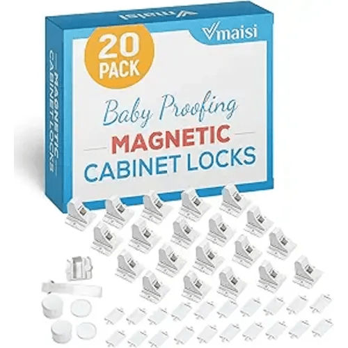 20 Pack Magnetic Cabinet Locks Baby Proofing - Vmaisi Children Proof Cupboard Drawers Latches - Adhesive Easy Installation