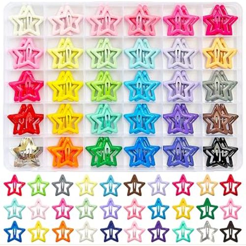 120Psc Star Hair Clips for Little Girl 1.2" 30 Multicolor Star Snap Hair Barrettes in Box