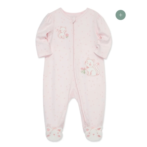 Sweet Kitties 2-Way-Zip Footed One-Piece