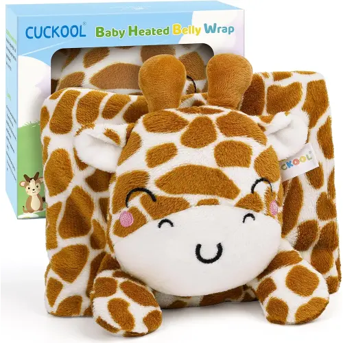 Baby Colic and Gas Relief, Heated Tummy Wrap for Newborns Belly Relief by Soothing Warmth, Baby Heating Pad Swaddling Belt Relief & Soothe Gas, Colic and Upset Stomach for Newborn to Toddler (Giraffe)