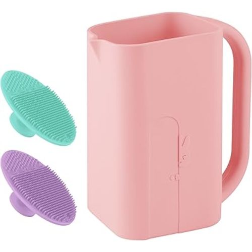 Baby Bath Rinse Cup 100% Food Grade Silicone Wash Rinser Cup For Kids (Pink)
