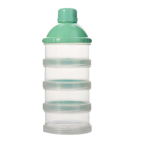 formula Dispenser,4 Compartments Stackable formula Container,Portable Milk Powder formula Dispenser Container,Snack Storage Box for Travel,Reusable Portable Stackable formula Dispenser,Green