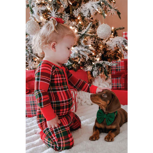 Christmas Bamboo Convertible Zipper Romper in Plaid Tidings | Caden Lane