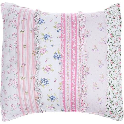 Cozy Line Home Fashions Pink Rose Romantic Ruffle Floral Flower Decor Pillow (Pink Lace, Decor Pillow - 1pc)