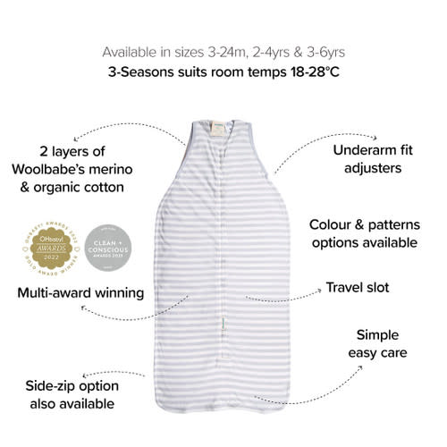 Woolbabe 3 Seasons Front Zip Sleeping Bag