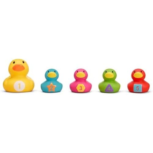 Munchkin Count & Quack Duckies Bath Toys for Toddlers and Babies, Watertight Mama Duck and Ducklings, Kids 9+ Months, Helps Teach Numbers, Counting, Colors and Shapes, 5 Piece Set