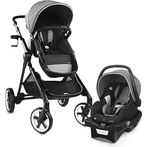 Evenflo Gold Pivot Xpand Smart Modular Travel System LiteMax Infant Car Seat (Moonstone Gray)