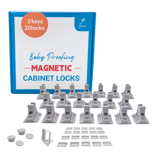 EmiFisch LLC Magnetic Cabinet Locks, 20/2 Pack, Child Safety Drawer Locks, White