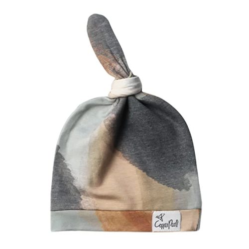 Copper Pearl Baby Beanie Hat Top Knot Stretchy Soft Picasso