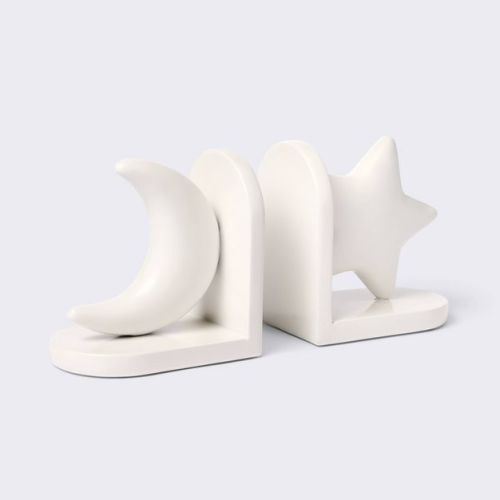 Star and Moon Decorative Bookend - White - Cloud Island™