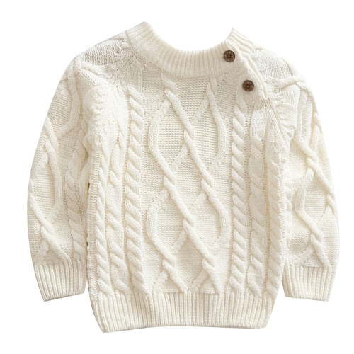 TOWED22 Baby Girls Cotton Cardigan Long Sleeve Kid Button Sweater Girl Crew Neck Cardigans Uniform Sweater(White,12-18 M)
