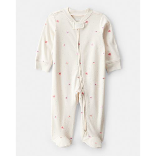 Baby Girl Valentine's Day Candy Heart 100% Cotton Snug Fit 2-Way Zip Sleep & Play Pajamas - Cream | Carter's